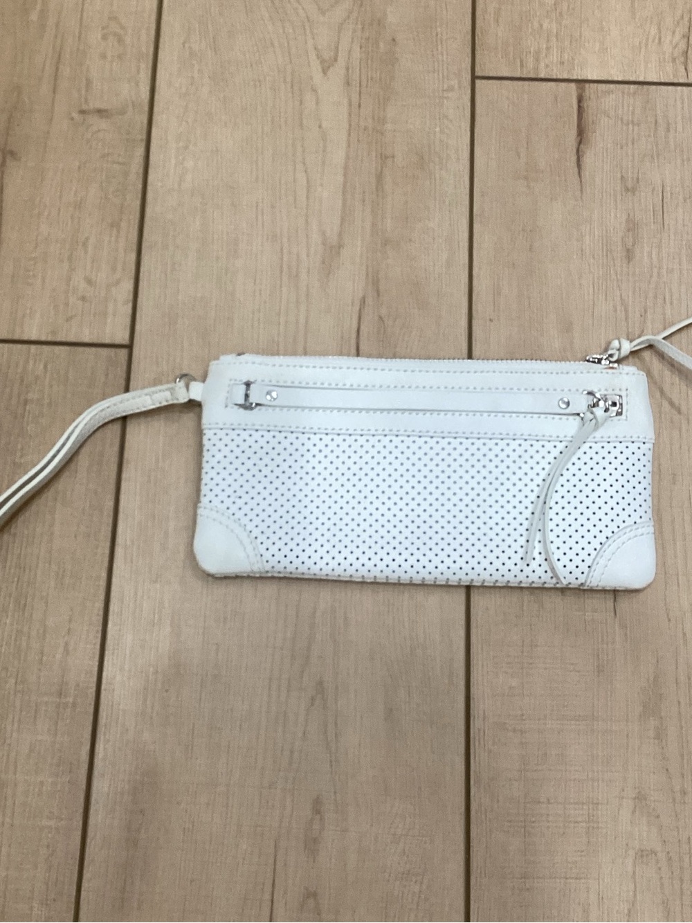100% Leather White Clutch Purse
